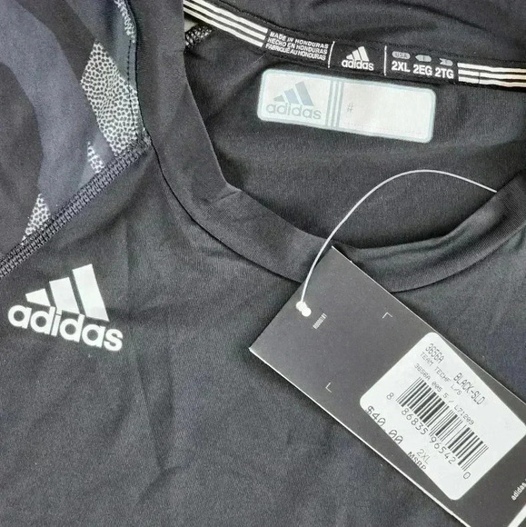 Adidas Techfit climacool black patterned compression workout gym LS shirt XL/2XL - Picture 4 of 7